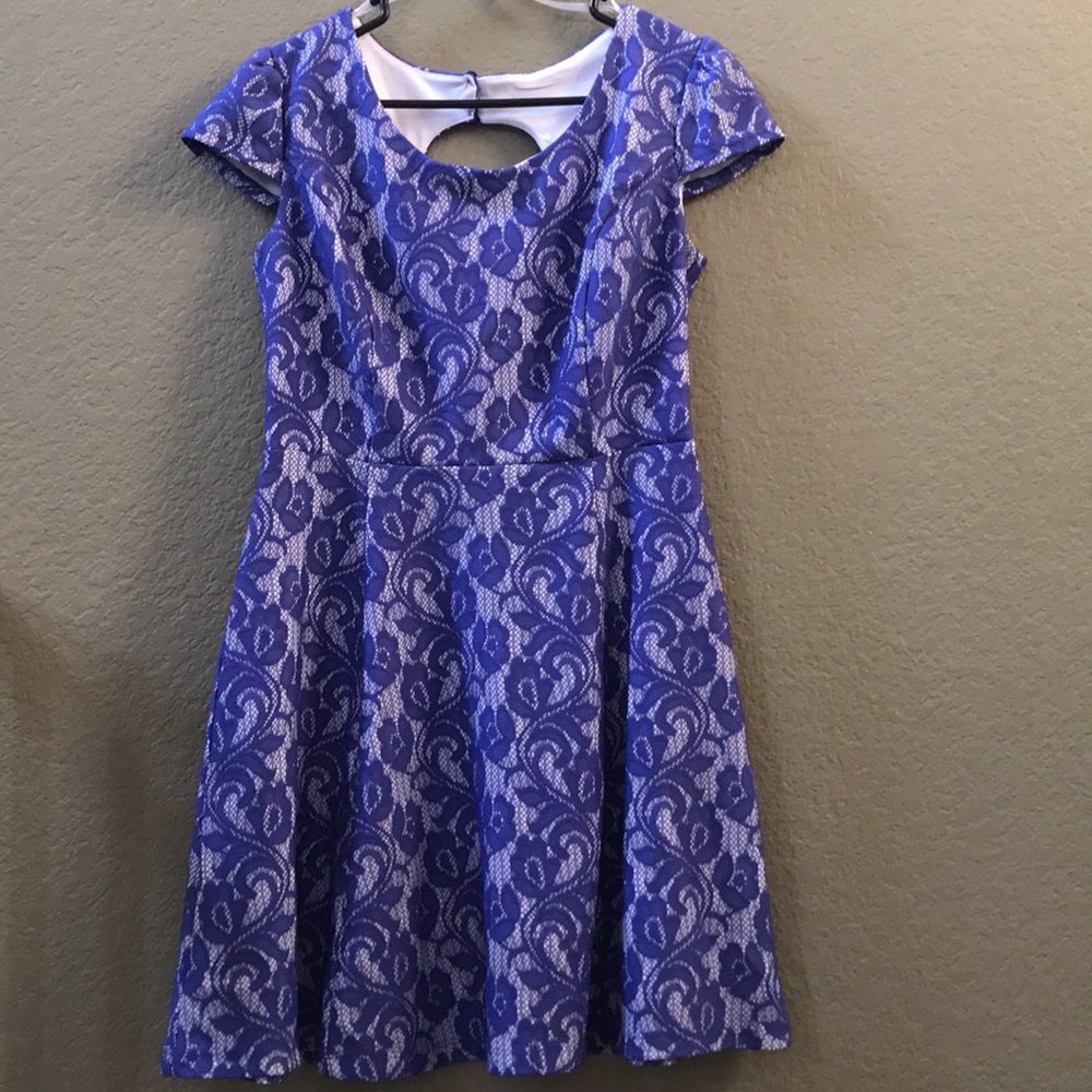 Blue lace with white under lay